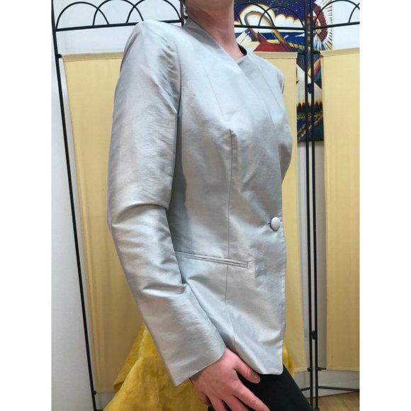 Lafayette 148 Y 12 100% Silk Silver Blazer - Picture 3 of 11